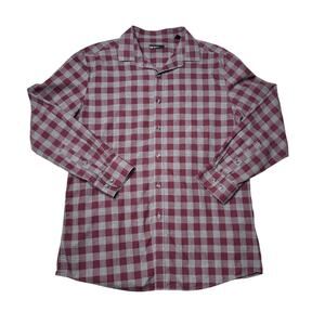 Bar III Carnaby Slim Fit Checkered Button Down Shirt L